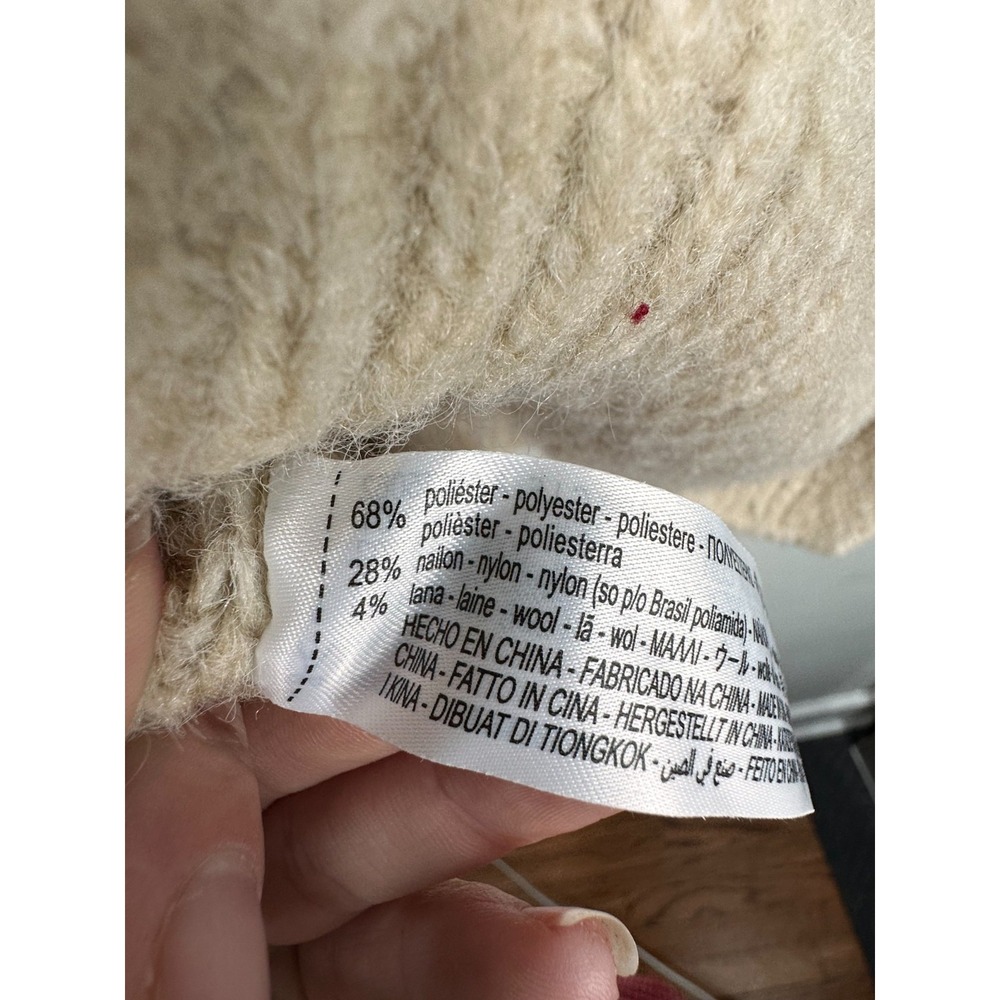 ZARA Sweater Womens XS-S Beige Ribbed Chunky Knit Oversized Boat Neck Pullover - Picture 11 of 12